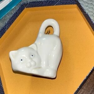 Vintage Cat Bell Ceramic Figurine - White